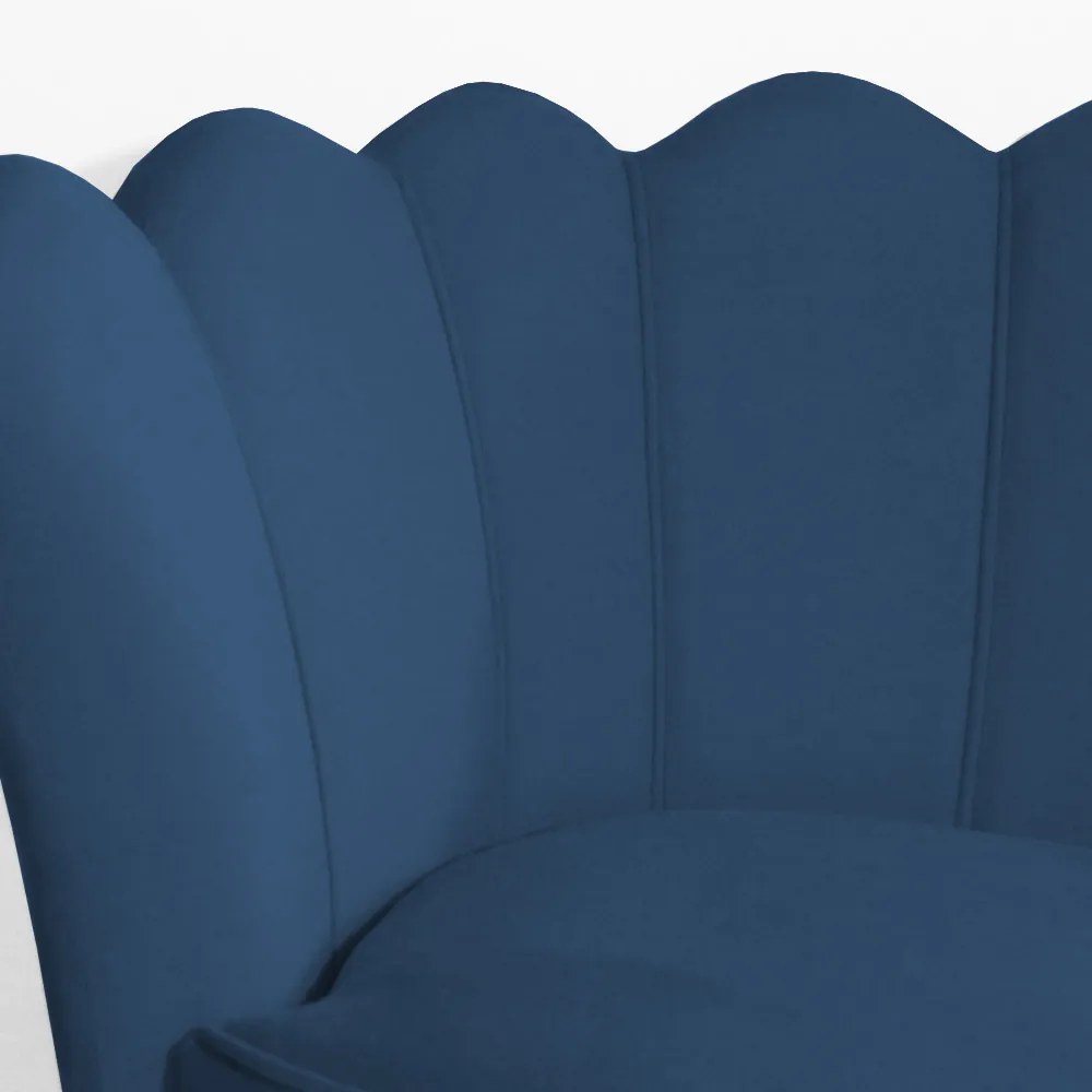 Poltrona Decorativa Dália Pés Palito Veludo Azul Marinho