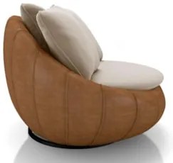 Poltrona para Sala Giratória Redonda Saphire Z32 Veludo Bege/Caramelo
