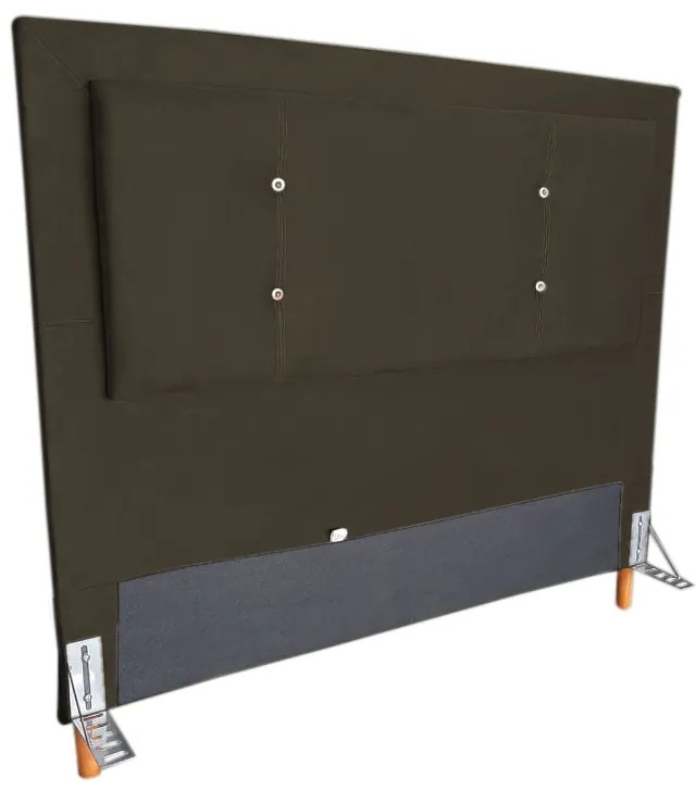 Cabeceira com Calçadeira Baú Casal 140cm Caribe Suede Marrom - Sheep Estofados - Marrom