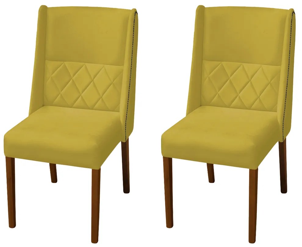Kit 2 Cadeiras de Jantar Lecce Veludo Amarelo