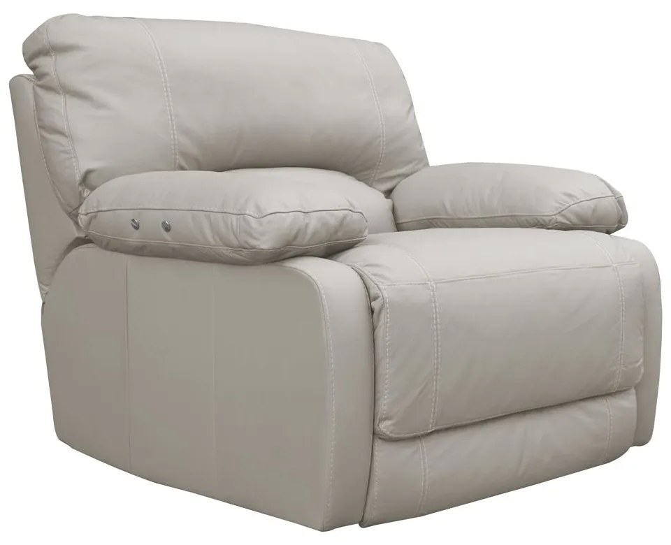 Poltrona do Papai Reclinável Elétrico Asmará Power Touch Small Couro Off White G43 - Gran Belo