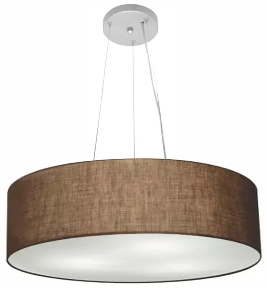 Lustre Pendente Cilíndrico Md-4190 Cúpula em Tecido 55x15cm Café - Bivolt