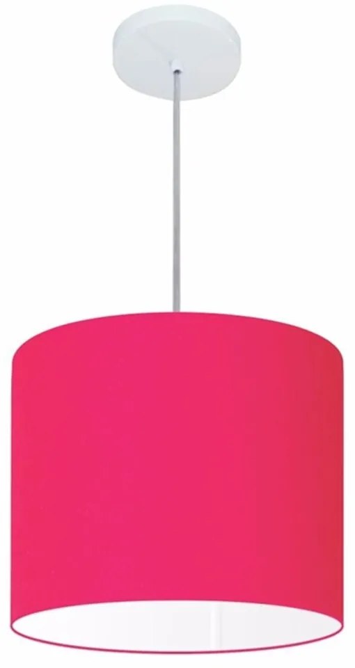 Lustre Pendente Cilíndrico Md-4143 Cúpula em Tecido 35x25cm Rosa Pink - Bivolt