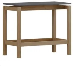 Mesa Lateral Com Prateleira Pé Madeira Soleil Tauari/Grafite F07 - Mpo