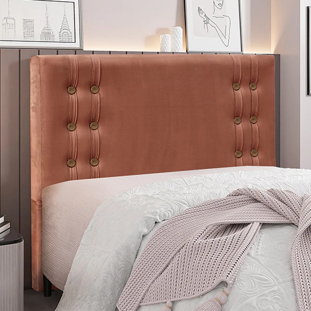 Cabeceira Decorativa Casal 1,40M Kors Veludo Cobre G63 - Gran Belo