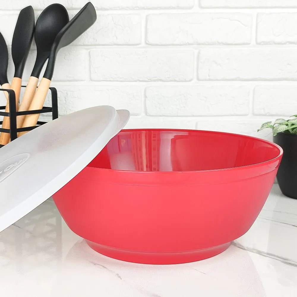 Bowl de Plástico com Tampa 3,5L - Vermelho