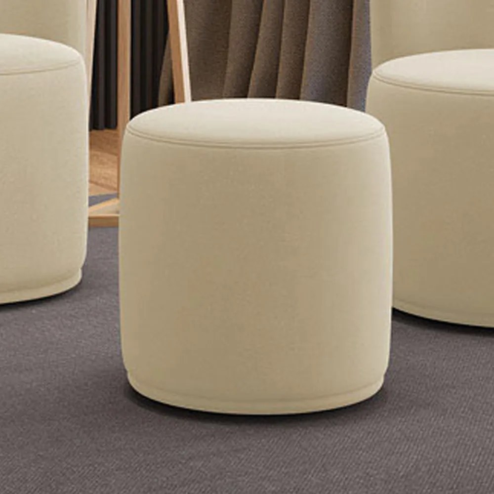 Puff Redondo Orgânico para Sala Kit 2 Malu Suede M11 - D'Rossi - Bege
