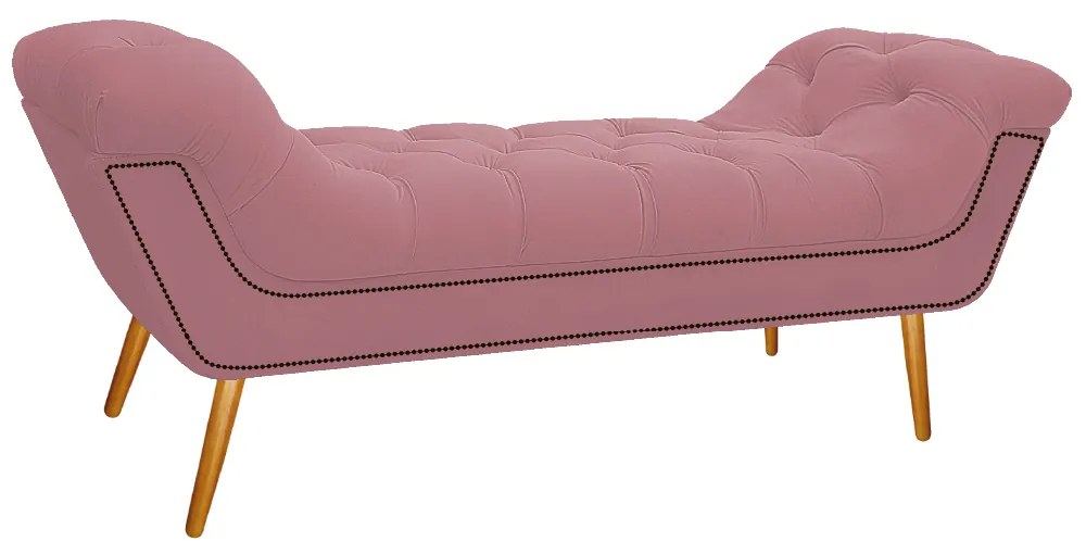 Calçadeira Estofada Veneza 195 cm King Size Suede Rosa Bebê - ADJ Decor