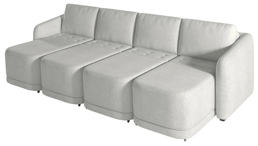 Sofá Cama Modulado Retrátil e Reclinável Decorativo Varsóvia 436cm Bouclê Cinza G33 - Gran Belo