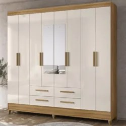 Guarda Roupa Casal 204cm Com Espelho Vitta Freijó/Off Z17 - Mpozena