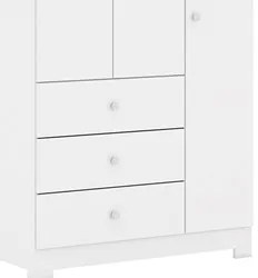 Guarda Roupa Infantil 99cm 3 Portas 3 Gavetas Duda Branco    - Phoenix
