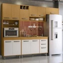Cozinha Compacta Com Tampo Emily Freijó/Ripado/Off Acetinado Z44 - Mpo