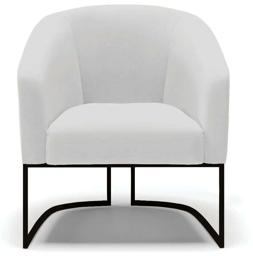 Poltrona Decorativa Industrial Preto Kit 2 Stella Linho Cinza D03 - D'Rossi