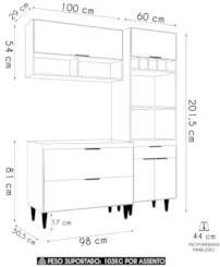 Armário de Cozinha CP02 Com Pia 100cm Pérola Z34 Branco - Mpozenat