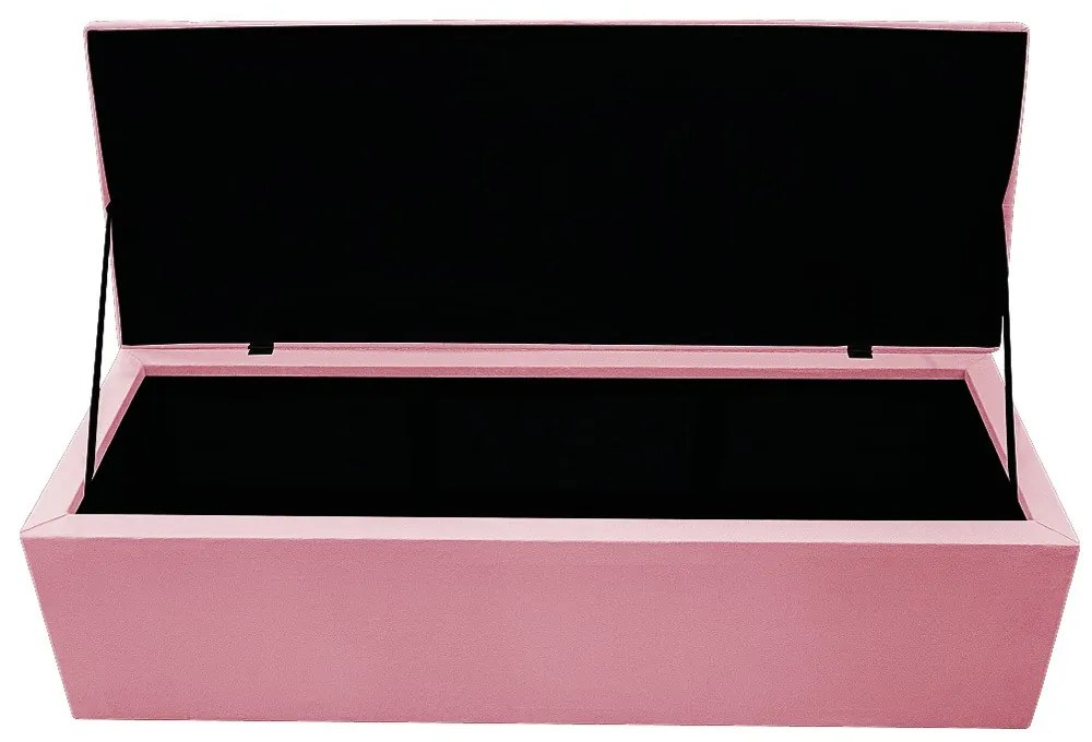 Recamier Baú Estofada Mel 160 cm Queen Size Com Capitonê Suede Rosa Bebê - ADJ Decor