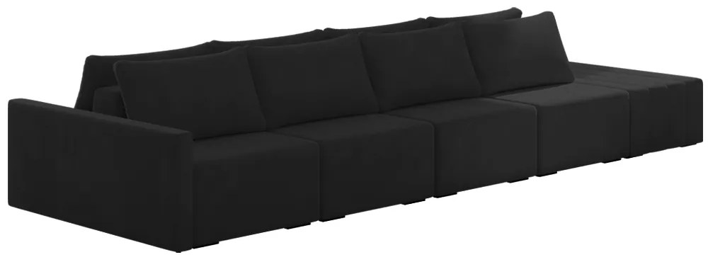 Sofá Ilha Modulado Milos 392cm Puff Lateral Veludo Cinza Escuro G33 - Gran Belo