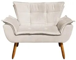 Kit 2 Poltronas Namoradeiras Pés Palito 2 Lugares Opla Suede Bege - Ib