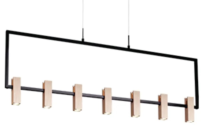 Pendente Sky 09X120Cm Preto E Cobre Led 50W 3000K Ip20 - Opus Dn 37813