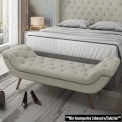 Puff Recamier Calçadeira 160cm Pés Palito Madeira Venêto Z37 Boucle Cr