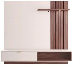 Painel Bancada Suspensa Para TV até 65 Pol. 180cm Ripado Palmas C05 Of