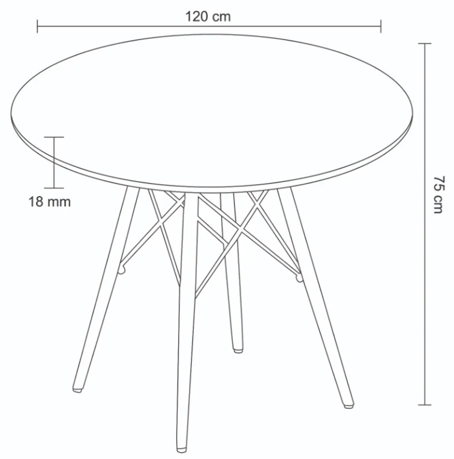 Mesa Sala de Jantar Gustave Redonda Tampo MDF Base Madeira Branco G56 - Gran Belo