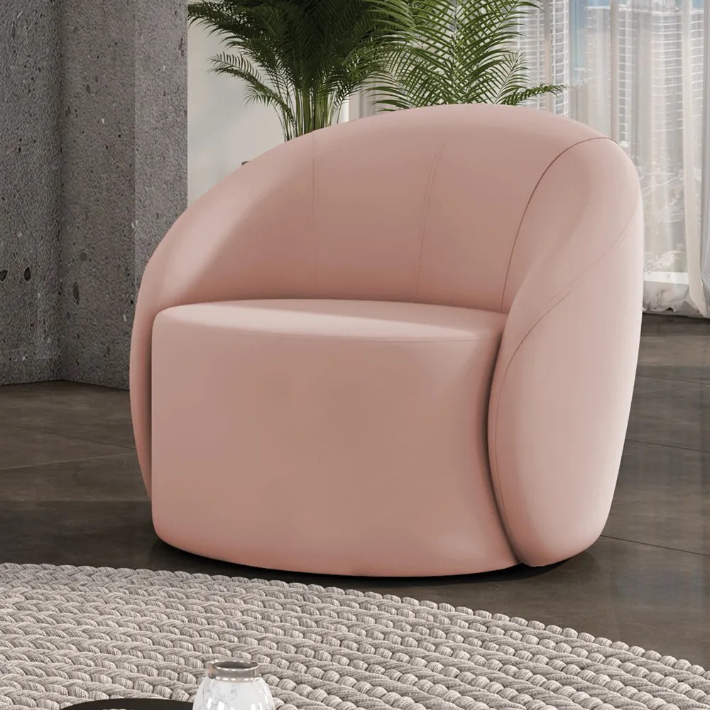 Poltrona Decorativa Orgânica Lua Veludo D03 - D'Rossi - Rose