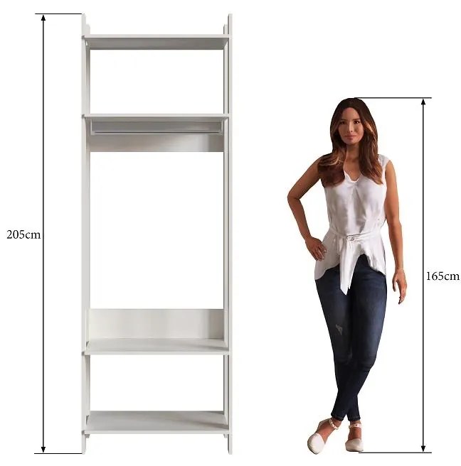 Closet Aberto Guarda Roupa Roupeiro com Cabide Off White OW