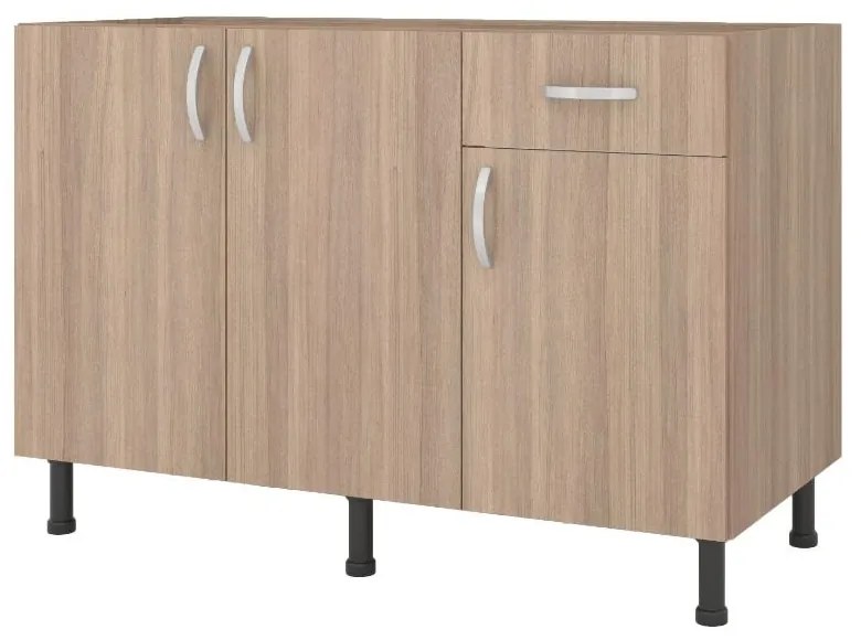 Balcão Viena Cozinha 120cm 3 Portas 1 Gaveta Marrom Montana