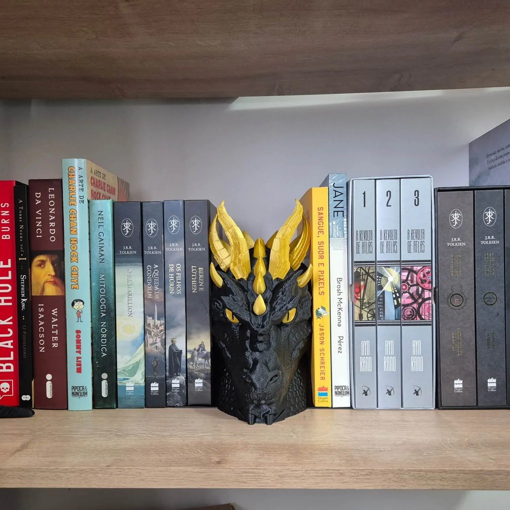 Aparador de Livros Dragão Guardião do Tesouro Literário