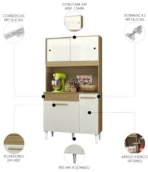 Cozinha Compacta 91cm Com Tampo Bayek Atacama/Off White A15 - Mpozenat