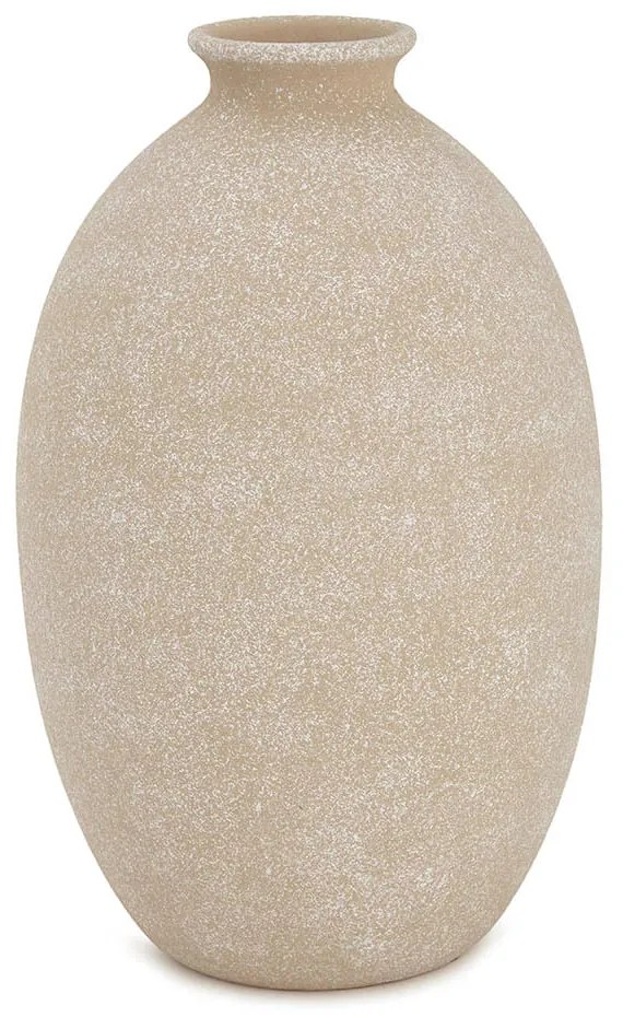 Vaso em Cerâmica Oval Sutil Granulado Areia - 34x21cm