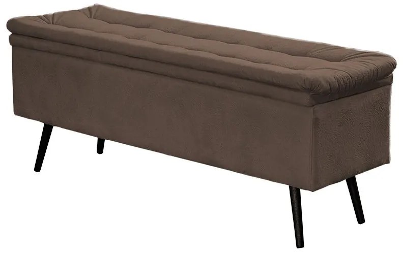 Cabeceira com Calçadeira Baú Casal 140cm Conforto Suede Marrom - Sheep Estofados - Marrom