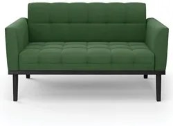 Sofá Namoradeira Base Madeira Preto Ana Suede Verde - Ibiza