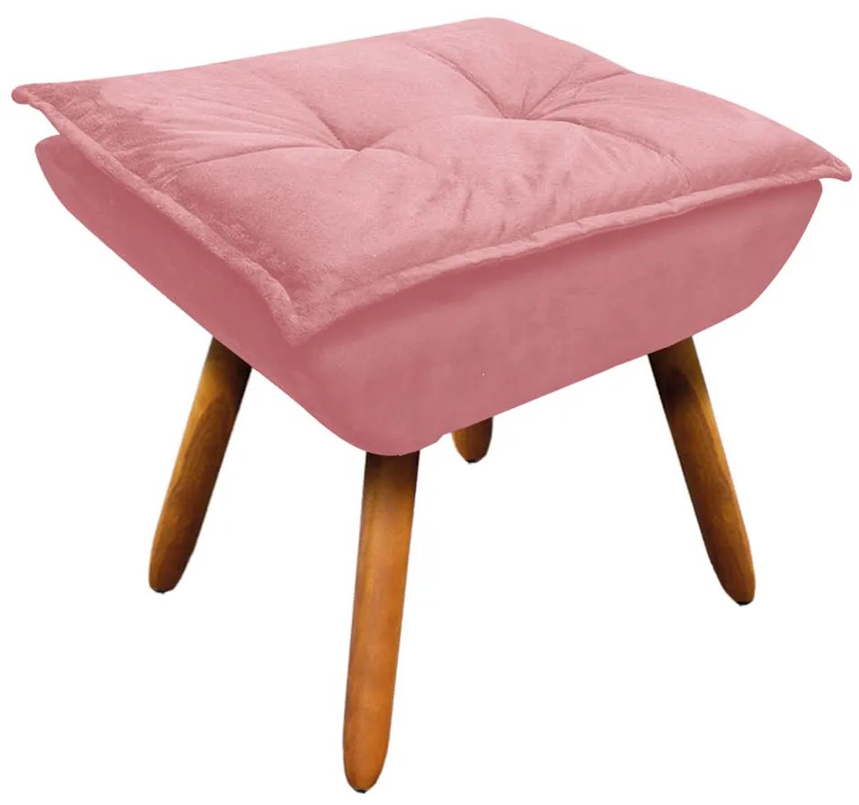 02 Poltronas e 01 Puff Pé Palito de Madeira Opala Suede D03 - D'Rossi - Rose