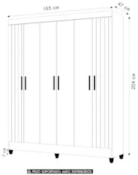 Guarda Roupa Casal 165cm 6 Portas Guiana Freijó/Off Z17      - Mpozena