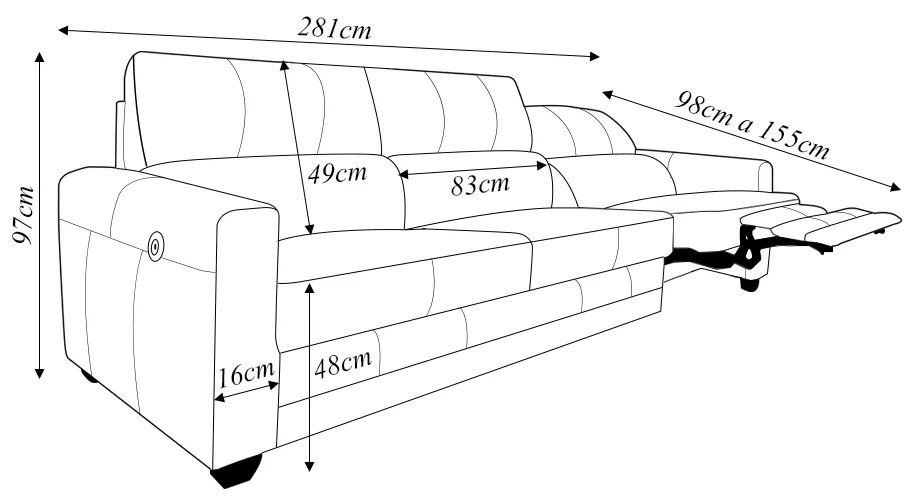 Sofá Sala de Cinema Elétrico Maldivas Reclinável Retrátil 4 Lugares 281cm Couro Marrom Capuccino G40 - Gran Belo