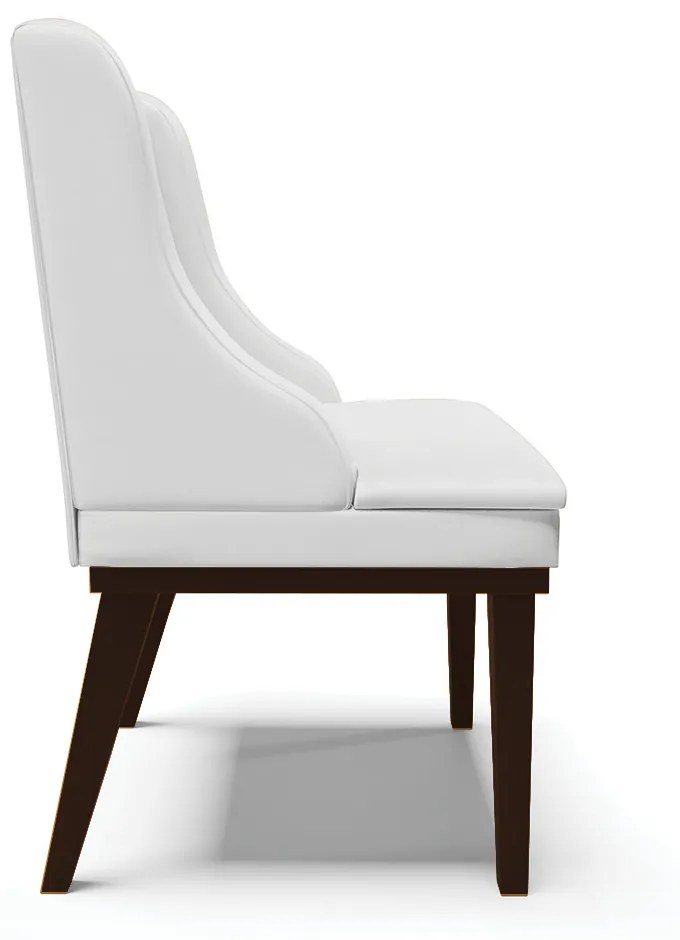 Kit 02 Cadeiras de Jantar Liz Corino Branco Base Fixa Madeira Tabaco D03 - D'Rossi