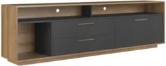 Rack TV 75 Pol 200cm Com LED 1 Porta Mova Mel/Grafite A05 - Mpozenato