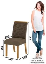 Kit 2 Cadeiras Estofadas para Sala de Jantar Vita Nature/Bege - Henn