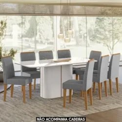 Mesa de Jantar Retangular 180cm 8 Lugares Flex Zuni Off N02 - Mpozenat