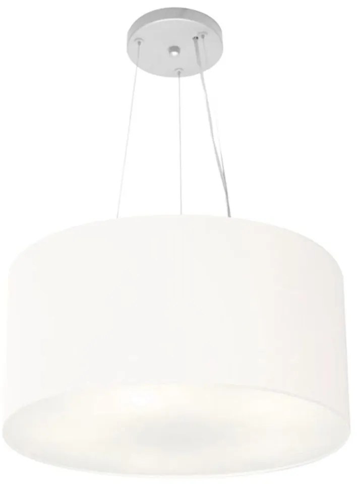 Lustre Pendente Cilíndrico Md-4185 Cúpula em Tecido 45x21cm Branco - Bivolt