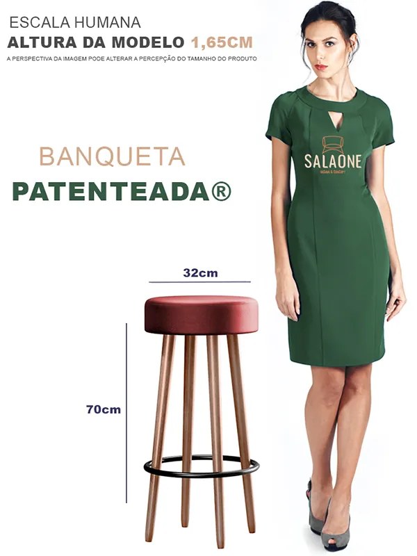Kit 4 Banquetas Redondas Berlin Pés Palito Corano Telha - Sheep Estofados - Terracota