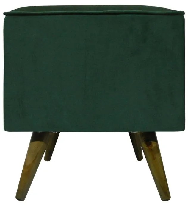 Puff Quadrado Modena Sigma em Suede com Pés Palito Inclinado - Verde