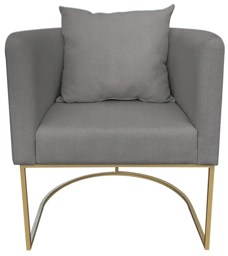 Poltrona Paola Linho Base Metálica Dourado D03 - D'Rossi - Grafite A26