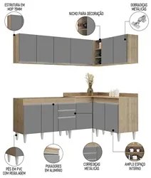 Armário de Cozinha Modulado de Canto 6 Peças CP28 Balcão sem Tampo Cas