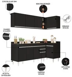 Armário de Cozinha Modulado de Canto Esquerdo 4 Peças CP50 Balcão com