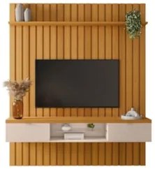 Painel TV 55 Pol You 1.8 com Bancada Illusion Cinamomo/Off - HB Móveis