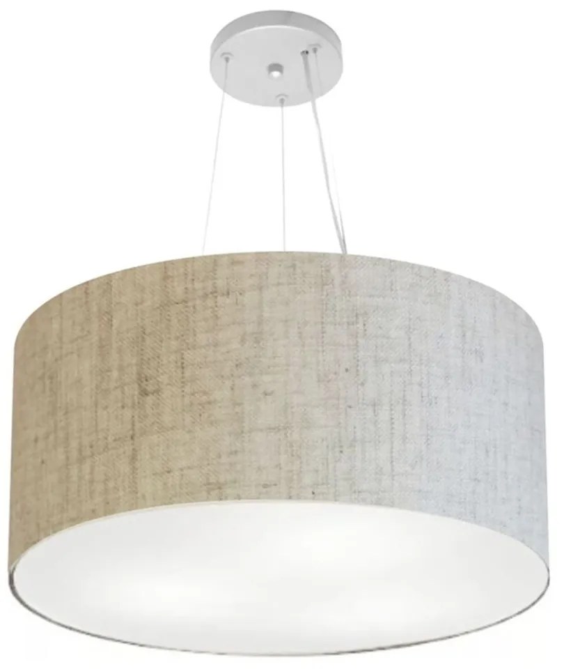 Lustre Pendente Cilíndrico Md-4192 Cúpula em Tecido 55x30cm Rustico Bege - Bivolt