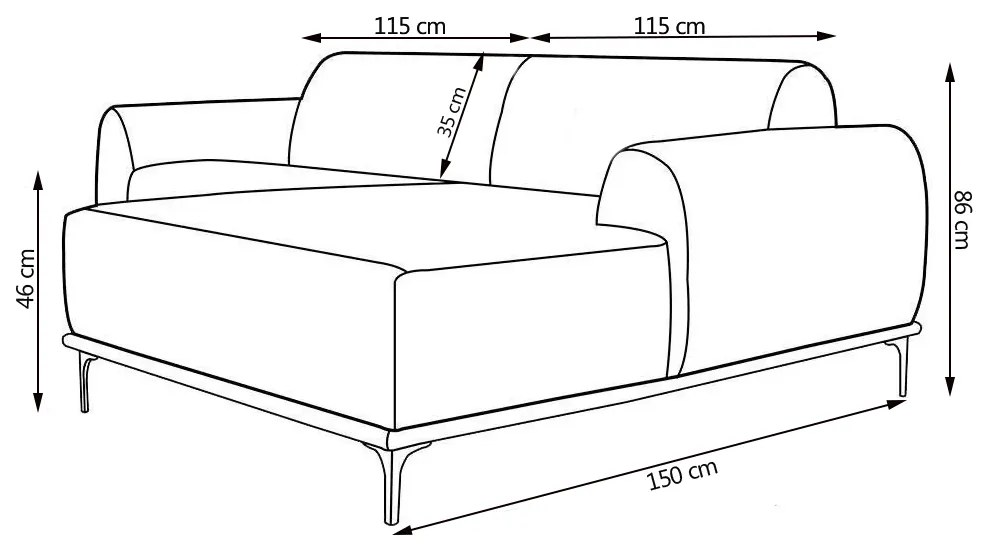 Sofá 3 Lugares Bipartido com Chaise Lado Esquerdo Base de Madeira Euro 230 cm Veludo Verde G15 - Gran Belo