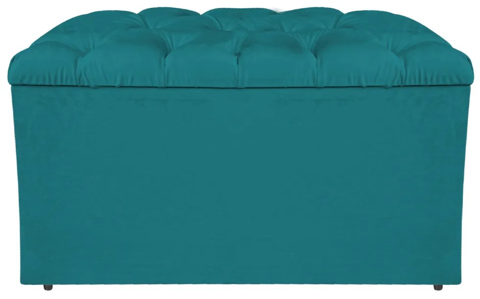 Calçadeira Estofada Liverpool 90 cm Solteiro Suede Azul Turquesa - ADJ Decor